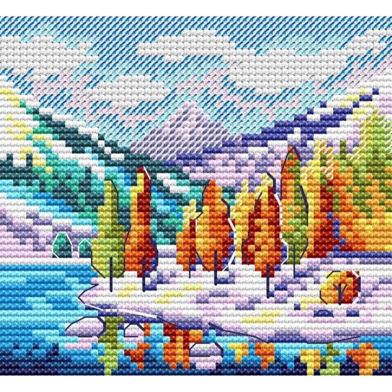 Mp Studia Autumn In The Mountains Cross Stitch Kit